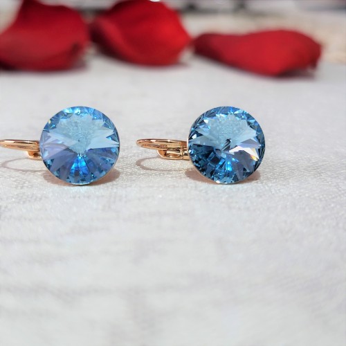 CERCEI tortita cu cristal albastru din zirconiu  placati